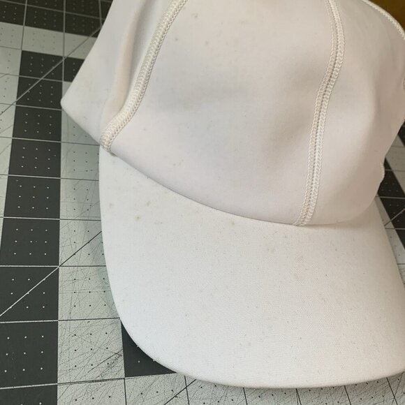 Lululemon Fast Free Run Running Athletic Hat Cap White Reflective Logo *STAINS - Picture 2 of 13